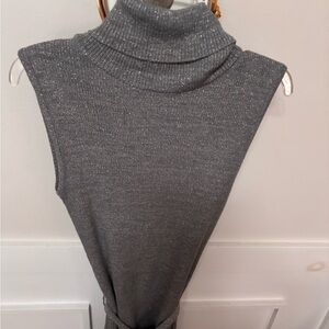 Motivi Gray Turtleneck Sleeveless Sweater dress with belt size small